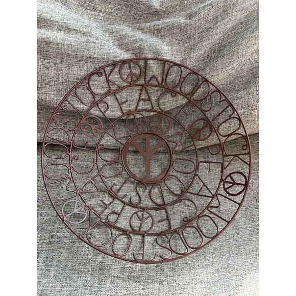 Mira Fair Trade Bowl 11" Decorative Shallow Brown Wire Basket Woodstock Peace - Picture 1 of 7